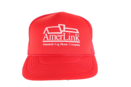 Vintage 80s AmeriLink Americas Log Home Spell Out Roped Trucker Hat Snap... - $22.72