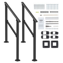 VEVOR Square Tube Handrail for Outdoor Steps, 2 pcs 2-3 Step Handrail Ki... - $60.99