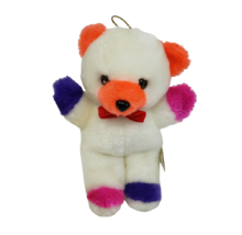 VINTAGE 1994 ACE NOVELTY WHITE ORANGE PINK TEDDY BEAR STUFFED ANIMAL PLU... - £18.65 GBP