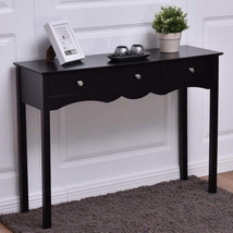 Hall  Side Table with 3 Drawers-Black - £87.12 GBP
