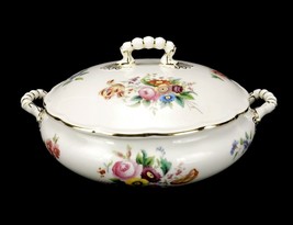 Royal Swansea Covered Vegetable Bowl, Floral Pattern, 1800s Cambrian Pot... - $68.55