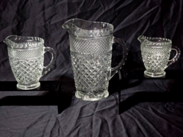 Vintage ANCHOR HOCKING Three Pitcher Set WEXFORD Pattern - Half Pint, Pi... - $32.98