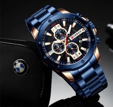 CURREN Men Watches Stainless Steel Wristwatch Male Chronograph Quartz Wa... - $29.09