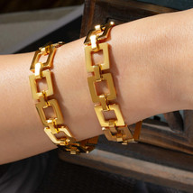Titanium Steel Hollow Square Chain Bracelet - $19.00