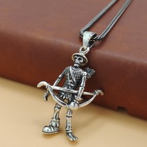 Men&#39;s Vintage Gothic Huntsman Skeleton Oxidized 925 Sterling Silver DIY Pendant - £126.88 GBP