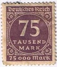 Stamps Germany Deutsches Reich 1923 Weimar Republic 75 Thousand In Circle Used - £0.55 GBP