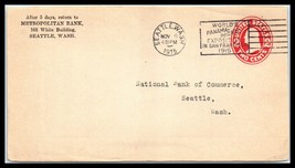 1915 US Cover (FRONT ONLY) - Metropolitan Bank, Seattle, Washington R9 - £2.21 GBP