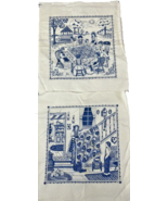 Smile Quilt Handcrafted Blocks Blue &amp; White Country Folk Art Scenes 11&quot;x... - €33,76 EUR
