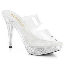 Fabulicious ELEGANT-402 Women&#39;s 4&quot; Heel Platform Two Band Slide W/RS Shoes - £49.52 GBP