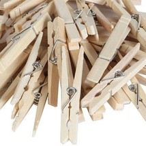 72 Wood CLOTHESPINS clamp &amp; Spring Style natural Wooden laundry Clothes Pin Pins - £13.36 GBP