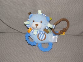 PRESTIGE STUFFED PLUSH BLUE BROWN LION RING LINK CLIP LOOP BABY RATTLE TOY - £27.60 GBP