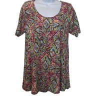 Lularoe Women&#39;s Small Multicolor Abstract Print Scoop Neck Top Tee Shirt Blouse - £4.60 GBP