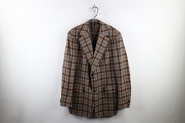 Vtg 60s 70s Mens 46 Extra Long Wool 2 Button Suit Coat Blazer Jacket Pla... - £54.34 GBP