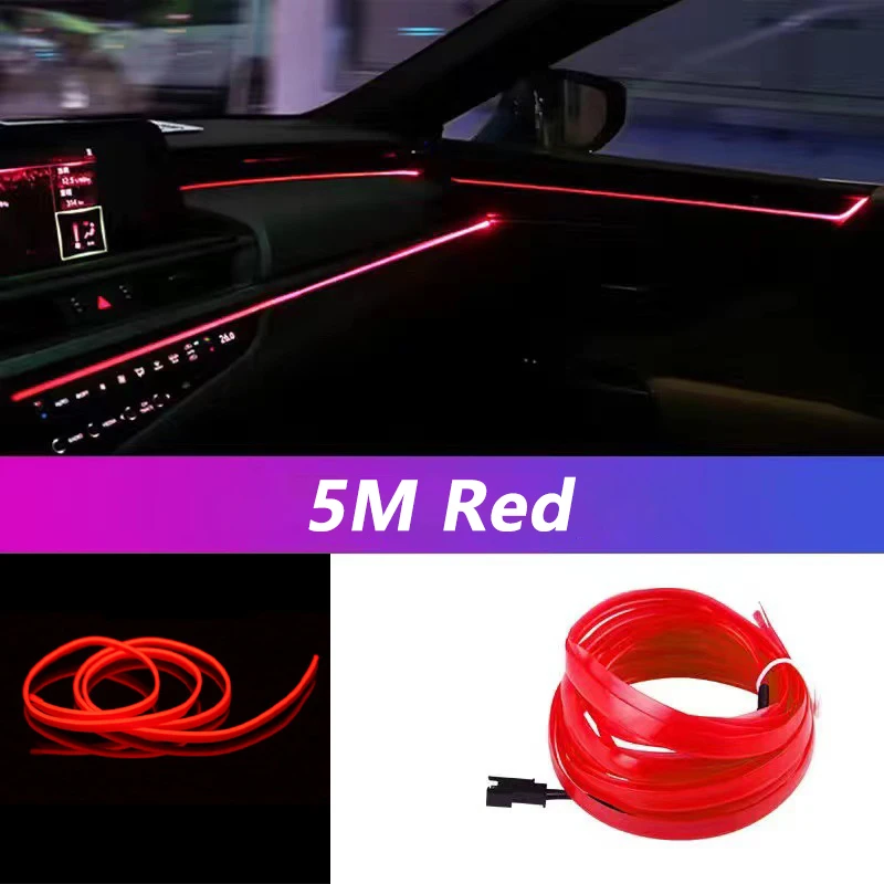 5m Car Interior Lighting Ambient Light Neon Flexible El Wire Cold Light With USB - £121.74 GBP