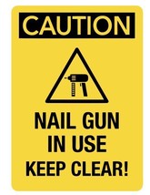 Caution Nail Gun In Use Safety Sign Sticker Decal Label D7313 - £1.55 GBP+