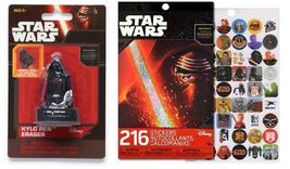 Star Wars EP7 Kylo Ren Molded Pencil Topper Eraser and 216 Sticker Book ... - $14.83