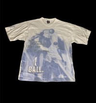 Men&#39;s 2XL Vintage Blue BoomX BX Jeans Mesh Overlay Basketball T Shirt Unique - £32.07 GBP