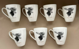 7 Shiraleah Chicago Moose Coffee Mugs “Merry Christmas” Gold Script Ceramic Cups - £35.96 GBP
