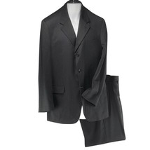 PAULO SOLARI Men&#39;s Suit Athletic Fit 3 Button Wool Gray Pinstripe Size 42L / 34L - £35.54 GBP
