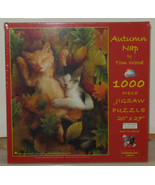 SunsOut AUTUMN NAP Cat Cats Kittens 1000 Piece Jigsaw Puzzle Tom Wood 28639 - £26.93 GBP