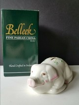 Belleek Shamrock Piggy Bank 1973 Parian China 150 Year Black Mark Great Face Vfc - £29.28 GBP