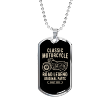 Classic Motorcycle Biker Necklace Stainless Steel or 18k Gold Dog Tag 24&quot; - £37.23 GBP+