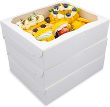 12pcs10x8x2.5 Inch White Bakery Boxes Treat Boxes with Window for Pastry Cookie  - £27.01 GBP