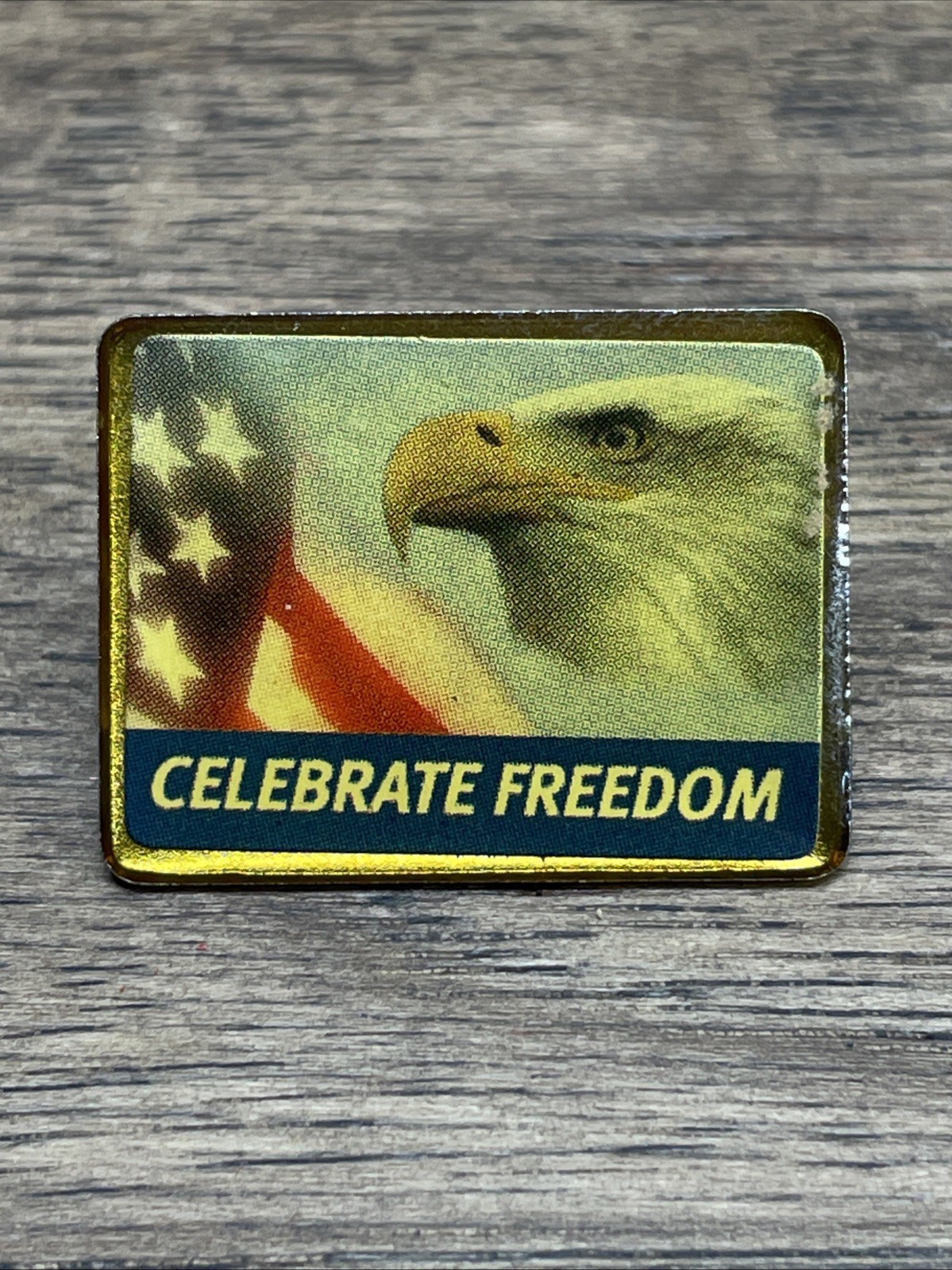 US Flag Eagle Celebrate Freedom Red White Blue Gold Lapel Hat Lanyard Pi... - $9.89