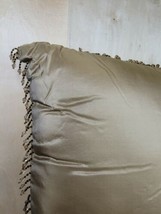 Vintage Pillow Pier 1 Silky Beige with Bead Trim on all 4 Sides 16&quot; - $14.85
