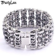 Best Friends 35MM Wide Skull Chain Bracelet Men 316L Stainless Steel Jewelry Got - £37.39 GBP