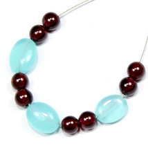 Blue Onyx Smooth Oval Red Garnet Beads Briolette Natural Loose Gemstone Jewelry - £5.49 GBP