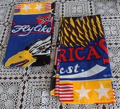 Two Patriotic Bandanas Eagle Design America Stars Stripes 22 In Square B... - $11.49