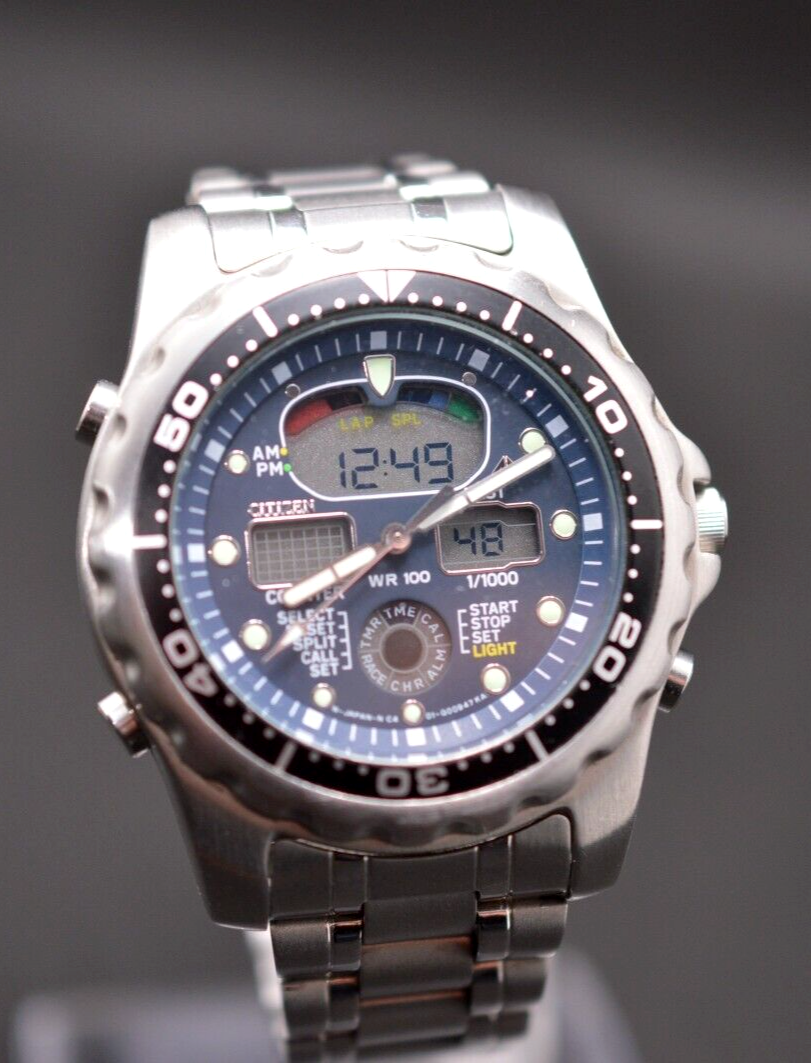 Primary image for Citizen Promaster Racing Combo C401 Rare 90s Quartz Chronograph from Japan