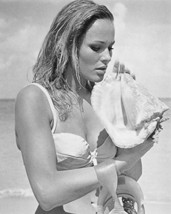 Ursula Andress 16X20 Canvas Giclee In White Bikini Holding Shell On Beach - $69.99