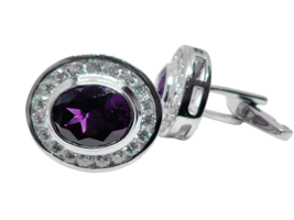 Amethyst Moissanite Cufflinks 925 Silver Amethyst Moissanite Cufflinks Men - £94.95 GBP