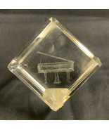 3D Grand Piano Paperweight Laser Etched Crystal Glass Cube Music 2”x2” - $5.88