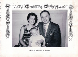 Happy Family Christmas Photo Card Snapshot 1955 - £3.74 GBP