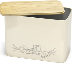 Extra Large Space Saving Vertical Bread Box with Eco Bamboo Cutting Board Lid  - £39.56 GBP