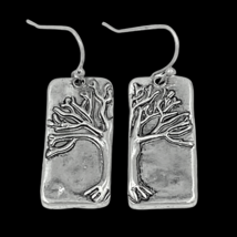 Tree of Life Bar Drop Dangle Earrings Silver Alloy - £9.12 GBP