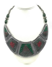 Nepal Tibetan Necklace Malachite Nepalese Ethnic Coral Tibet Handmade Je... - £33.23 GBP