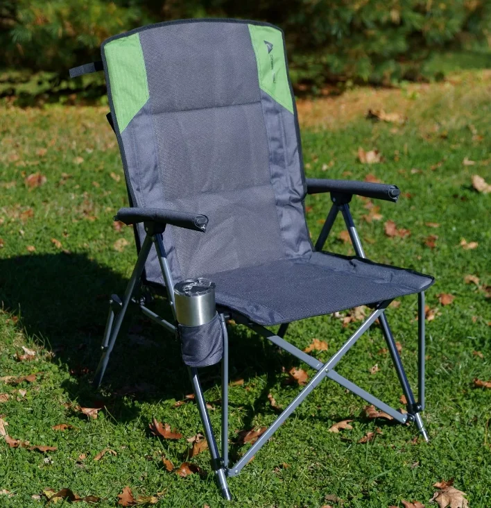 Ozark Trail High Back Hard Arm Camping Chair, Gray - £51.86 GBP