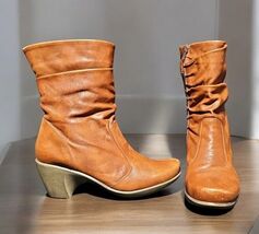 NAOT Ankle Boots Womens Size US 9 9.5 Brown Leather Booties Shoes Heels ... - $64.89