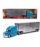 Mack Pinnacle Truck with Pot Belly Livestock Trailer Blue and Chrome &quot;Lo... - £55.50 GBP
