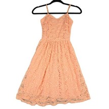 dELiAs Womens XS Mini Dress Orange Peach Lace Lined Spaghetti Straps Vintage Y2K - £18.67 GBP