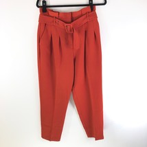 Topshop Womens Ankle Grazer Belted Pants Pleated Pockets Tapered Orange ... - $18.05
