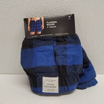 Mens American Eagle Boxers Blue Lightweight Flannel 4&quot; Inseam Size Medium 32-34  - £19.76 GBP