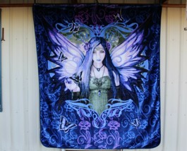 Anne Stokes Fairy Mystic Aura Butterfly Gothic Fantasy Queen Blanket Bedspread - £47.29 GBP