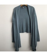 BCBGMaxAzria L Cardigan Blue Linen Shawl Collar Knit Open Front Sweater ... - £28.50 GBP