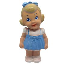 Vintage Rubber Squeaker Toy Doll Blonde Girl In Blue Dress With Bow Coll... - $438.05 MXN