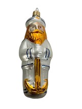 Vintage Blown Glass Christmas Ornament Navy Sailor Anchor Czech Republic - £11.95 GBP